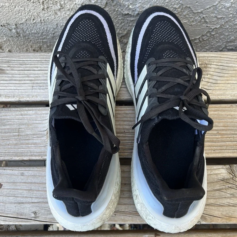Adidas Shoes Men Size 12 UltraBoost Light Black White Boost Sneakers